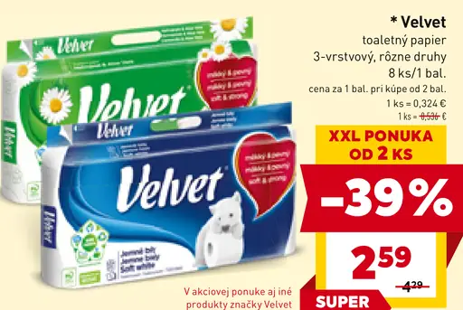 Velvet toaletný papier