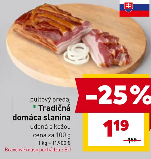 Tradičná domáca slanina údená s kožou