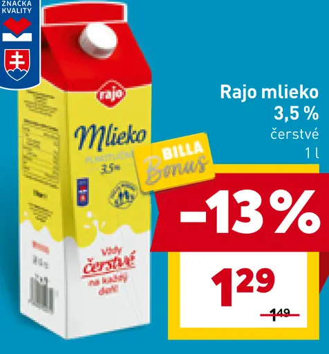 Rajo čerstvé mlieko 3,5%