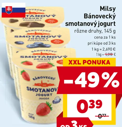 Milsy Bánovecký smotanový jogurt marhuľa