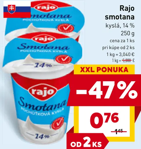 Rajo smotana kyslá 14%