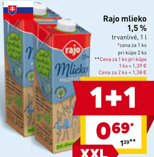 Rajo Mlieko 1,5%