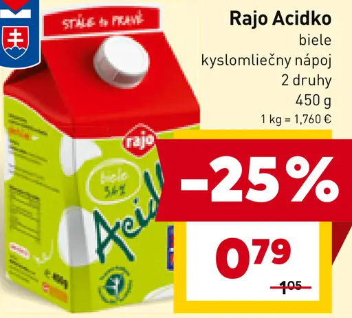Rajo Acidko biele kyslomliečny nápoj