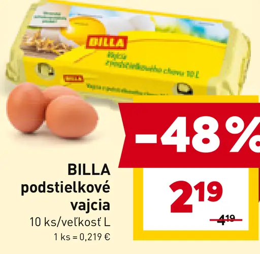 Billa podstielkové vajcia