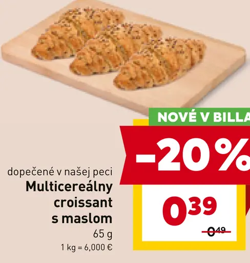 Multicereálny croissant s maslom