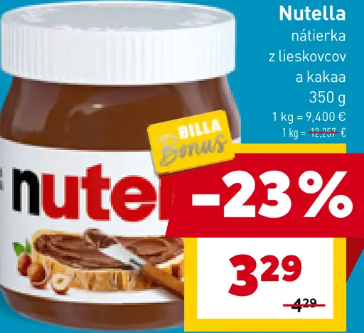Nutella Nátierka z lieskovcov a kakaa