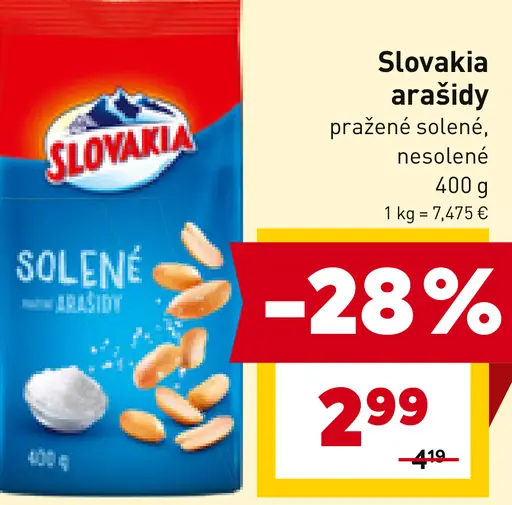 Slovakia Solené pražené arašidy