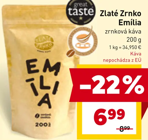 Zlaté Zrnko Emilia zrnková káva