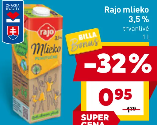 Rajo Mlieko plnotučné 3,5%