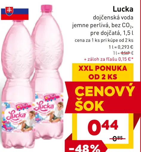 Lucka dojčenská voda jemne perlivá bez CO₂