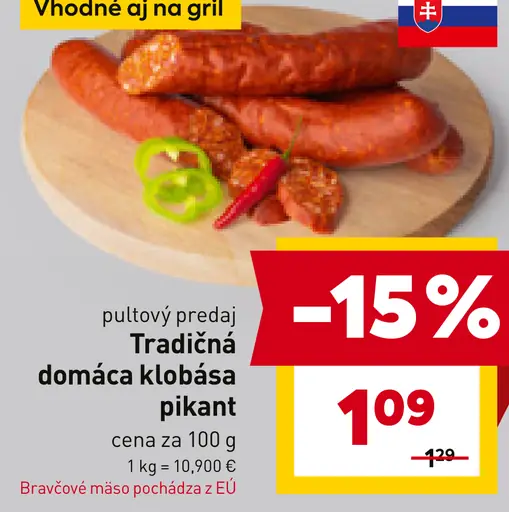 Tradičná domáca klobása pikant