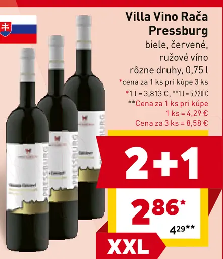 Villa Vino Rača Pressburg biele, červené, ružové víno