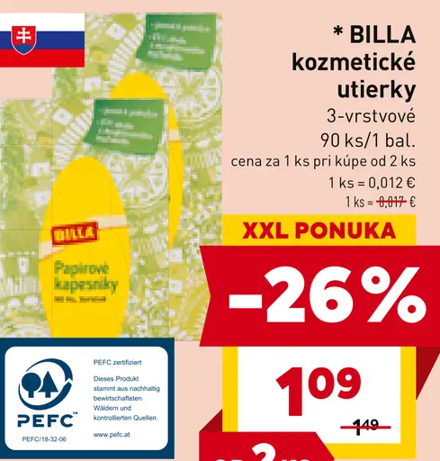 BILLA kozmetické utierky trojvrstvové