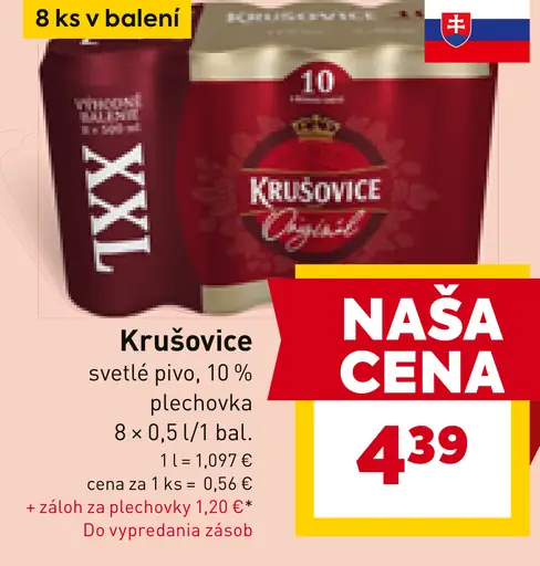 Krušovice svetlé pivo plechovka
