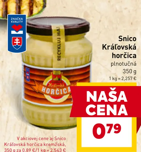 Snico Kráľovská Horčica plnotučná