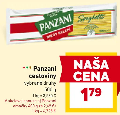 Panzani cestoviny bezvaječné