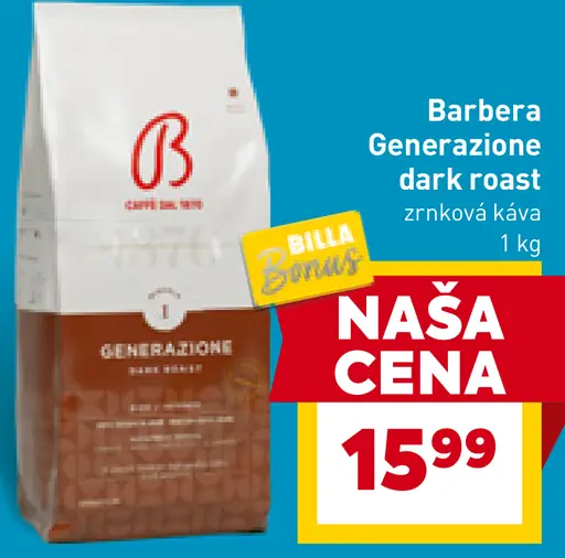 Barbera Generazione dark roast zrnková káva