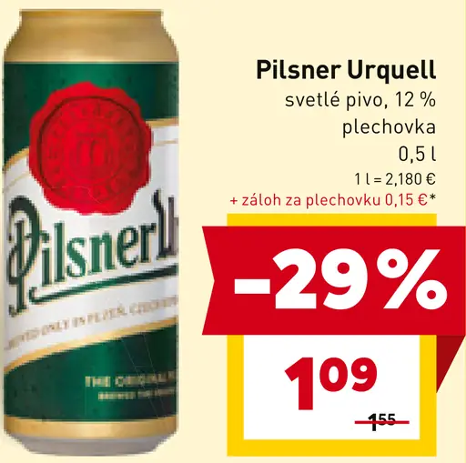 Pilsner Urquell svetlé pivo
