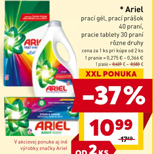 Ariel prací gél, prášok, pracie tablety