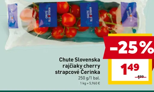 Chute Slovenska rajčiaky cherry strapcové Čerinka