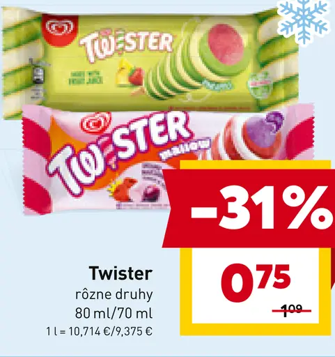 Twister zmrzlina rôzne druhy