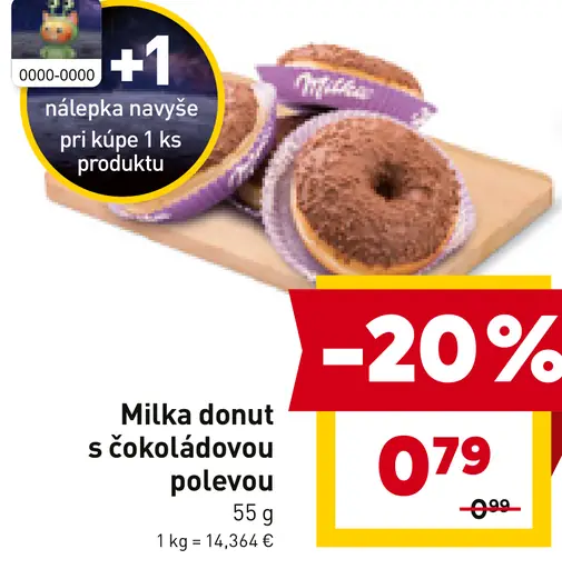 Donut s čokoládovou polevou Milka