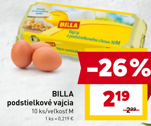 Billa podstielkové vajcia