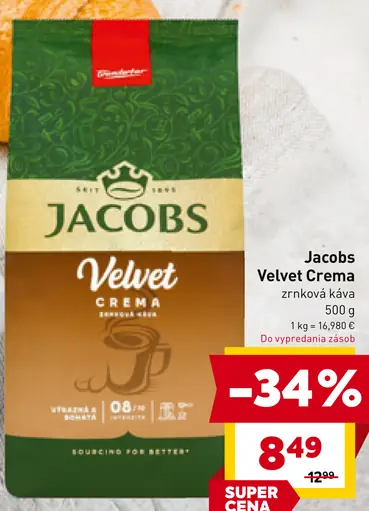 Jacobs Velvet Crema zrnková káva