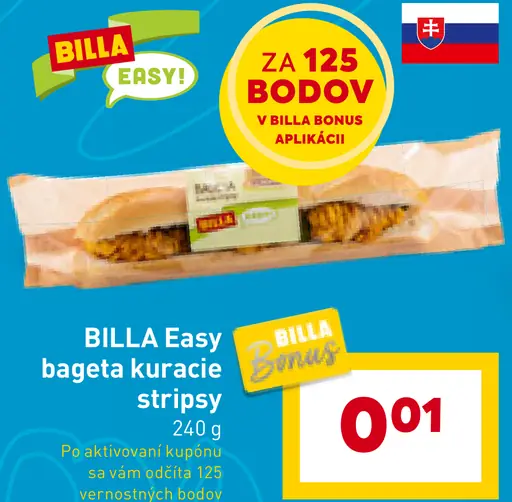 BILLA Easy bageta kuracie stripsy