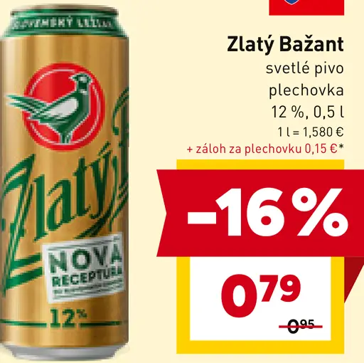 Zlatý Bažant '73 pivo svetlý ležiak plechovka