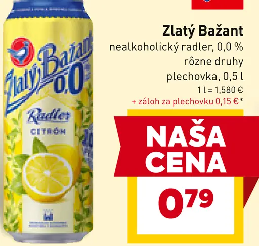 Zlatý Bažant Nealkoholický radler