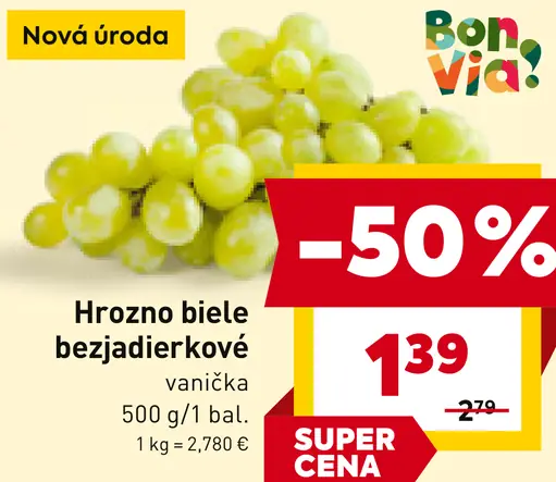 Bonavia Hrozno biele bezjadierkové