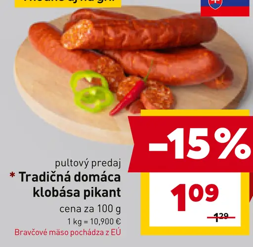 Tradičná domáca klobása pikant