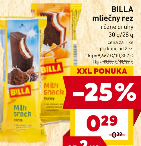 BILLA mliečny rez