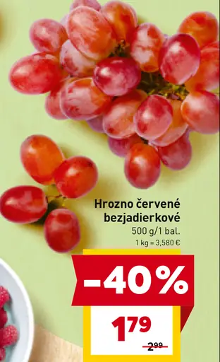Hrozno červené bezjadierkové