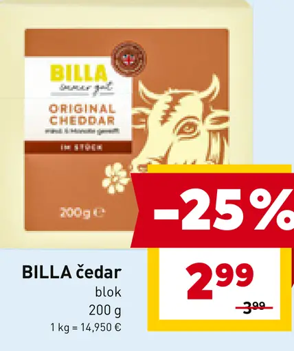 BILLA čedar blok
