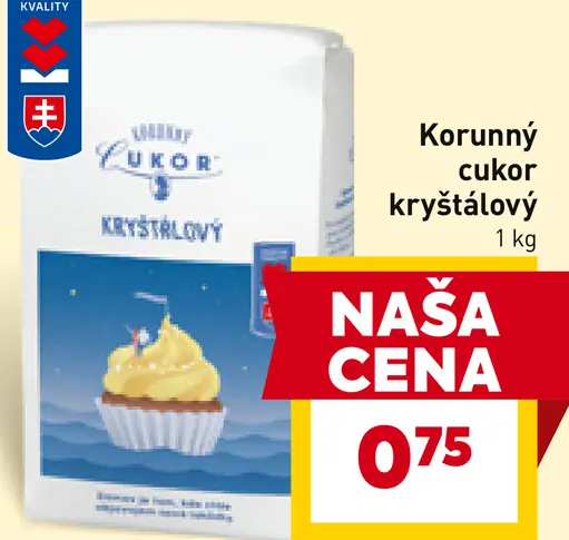 Korunný cukor kryštálový