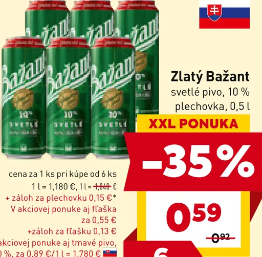 Zlatý Bažant Pivo plechovka