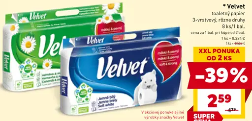 Velvet toaletný papier
