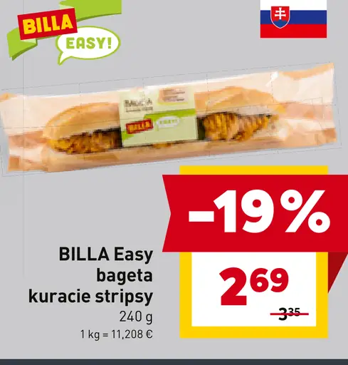 BILLA Easy bageta kuracie stripsy