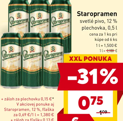 Staropramen Nealko pivo nealkoholické svetlé plechovka