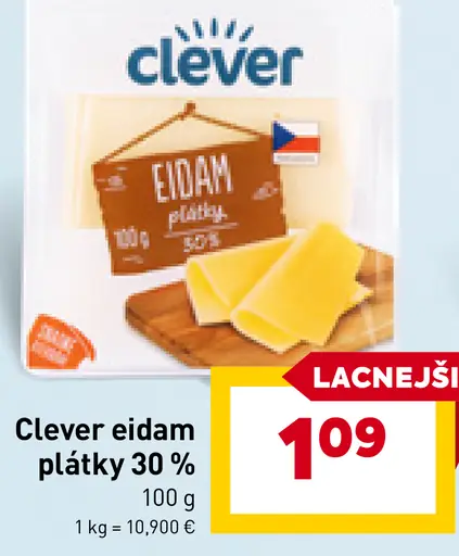 Clever eidam plátky 30%