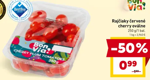BonVia Rajčiaky červené cherry oválne