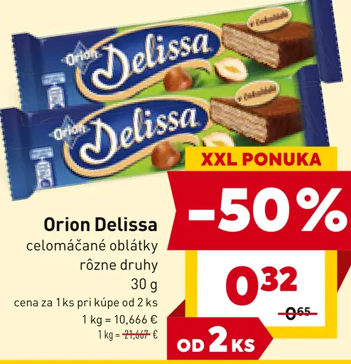 Orion Delissa celomáčané oblátky