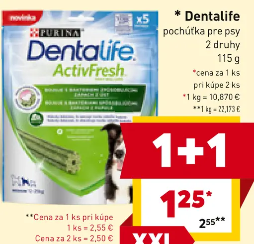 Purina Dentalife pochúťka pre psy 2 druhy