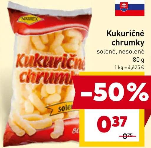 Kukuričné chrumky solené, nesolené