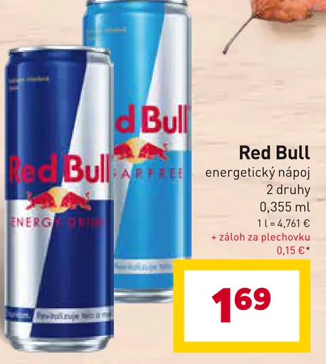 Red Bull plechovka energetický nápoj rôzne druhy