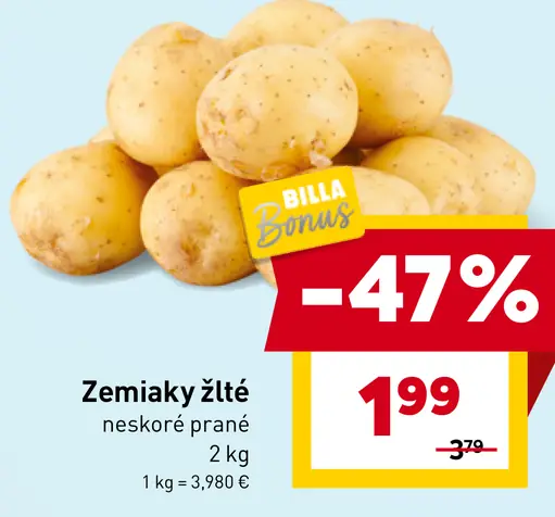 Zemiaky neskoré prané žlté