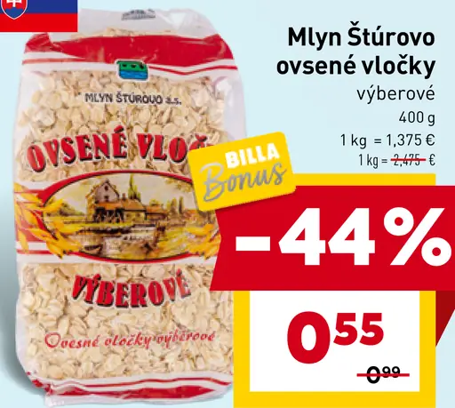 Mlyn Štúrovo Ovsené vločky výberové