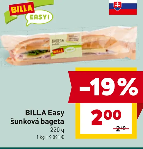 BILLA Easy šunková bageta
